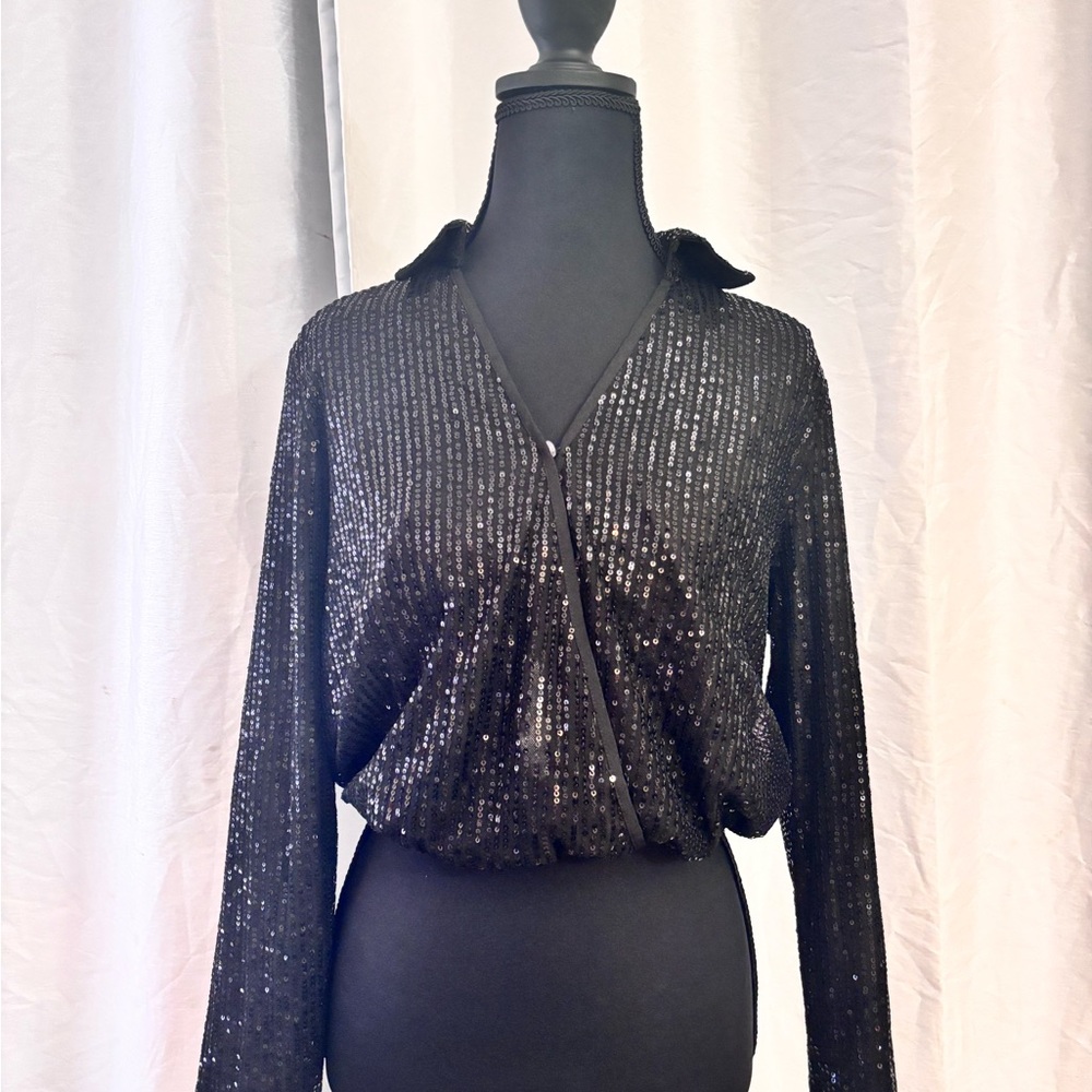 Women’s Black Sequin Top